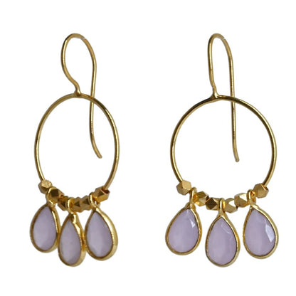 Euro Gold Gemstone Drop Earrings-A266A
