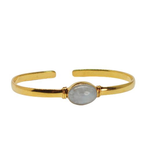 Euro Gold cuff bangle with gems- A5B