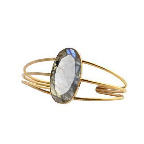 Euro Gold cuff bangle with Chalcedony- A342