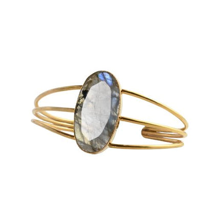 Euro Gold cuff bangle with Chalcedony- A342