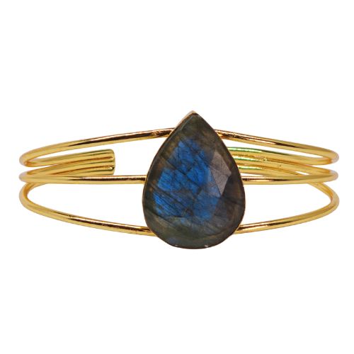 Euro Gold cuff bangle with Chalcedony- A342