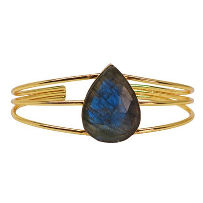 Euro Gold cuff bangle with Chalcedony- A342