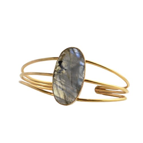 Euro Gold cuff bangle with Chalcedony- A342