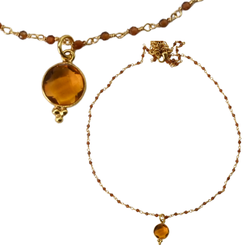 New ! Euro Gold 45 cm Gemstone Chain Necklace A1