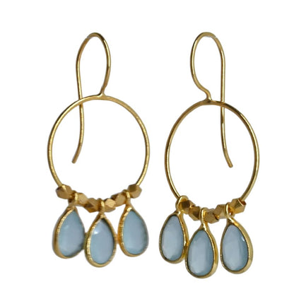 Euro Gold Gemstone Drop Earrings-A266A