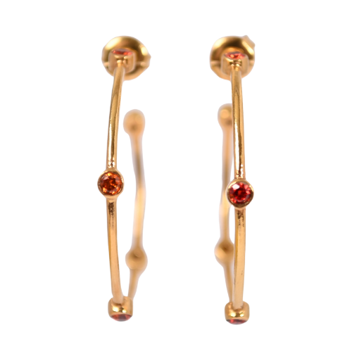 Euro Gold Gemstone Hoops A353