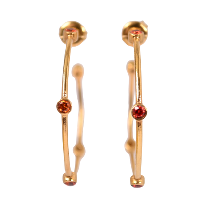 Euro Gold Gemstone Hoops A353