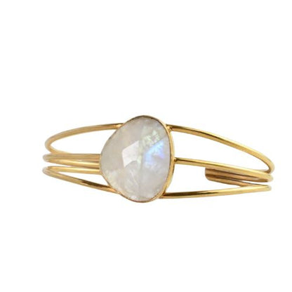 Euro Gold cuff bangle with Chalcedony- A342