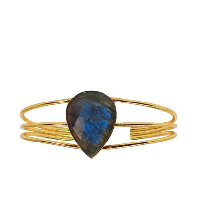 Euro Gold cuff bangle with Chalcedony- A342