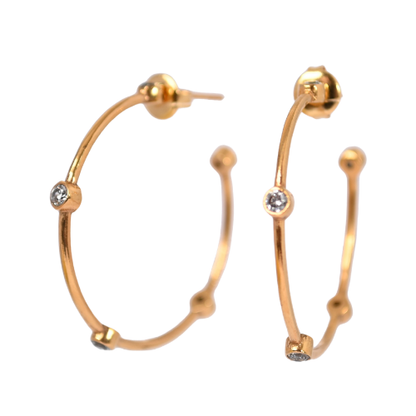 Euro Gold Gemstone Hoops A353