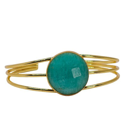 Euro Gold cuff bangle with Chalcedony- A342