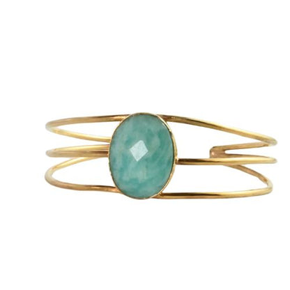 Euro Gold cuff bangle with Chalcedony- A342