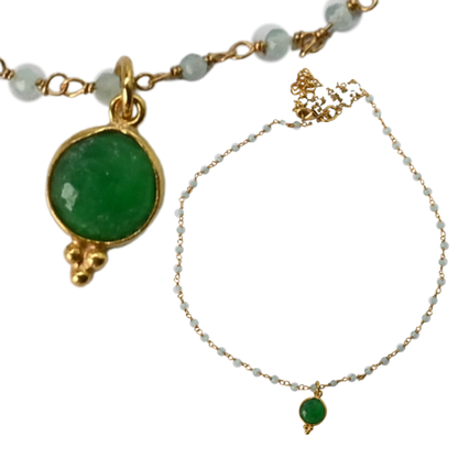 New ! Euro Gold 45 cm Gemstone Chain Necklace A1