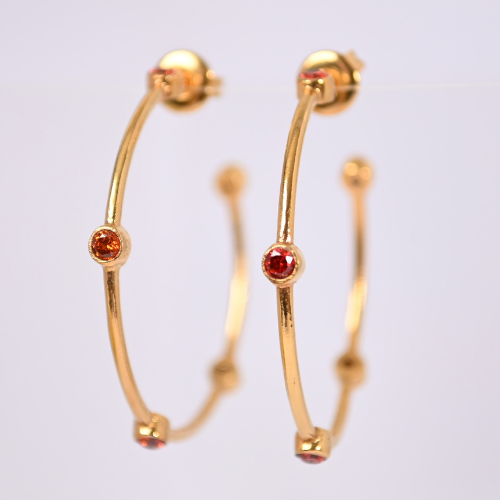 Euro Gold Gemstone Hoops A353