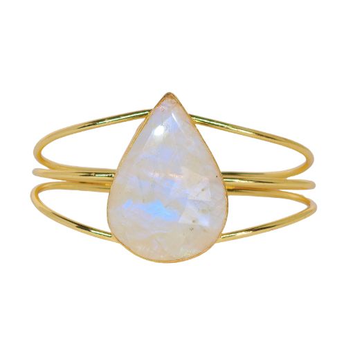 Euro Gold cuff bangle with Chalcedony- A342