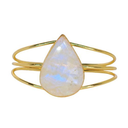 Euro Gold cuff bangle with Chalcedony- A342