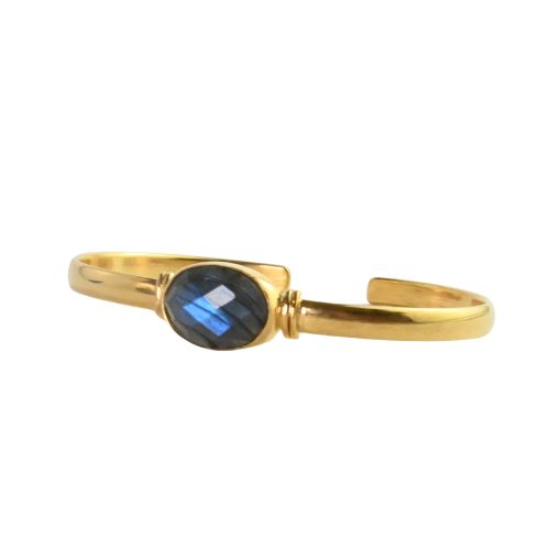 Euro Gold cuff bangle with gems- A5B