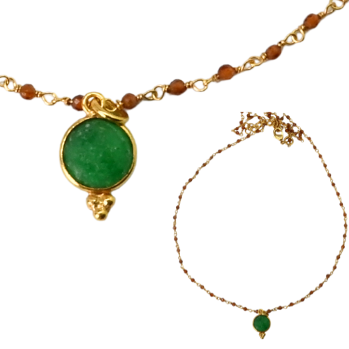New ! Euro Gold 45 cm Gemstone Chain Necklace A1