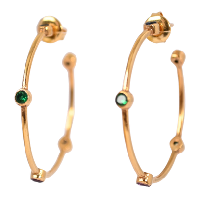 Euro Gold Gemstone Hoops A353