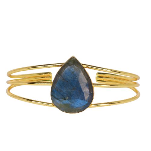 Euro Gold cuff bangle with Chalcedony- A342