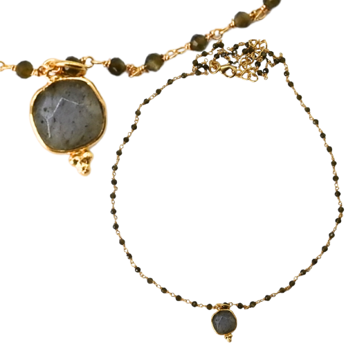 New ! Euro Gold 45 cm Gemstone Chain Necklace A1