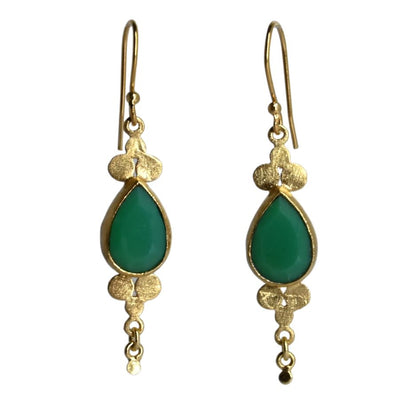 Euro Gold Gemstone Drop Earrings-A264