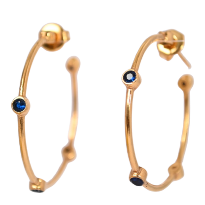 Euro Gold Gemstone Hoops A353