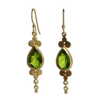Euro Gold Gemstone Drop Earrings-A264