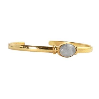 Euro Gold cuff bangle with gems- A5B