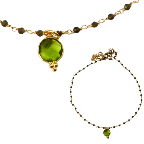 New ! Euro Gold 45 cm Gemstone Chain Necklace A1
