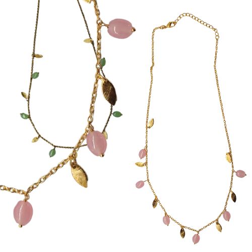 Euro Gold  Necklace Assorted Gemstones 45 cm  a199