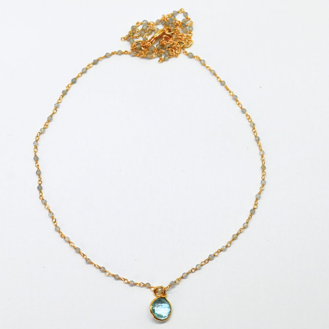 Euro Gold  Assorted Gemstones 45 cm plus 5 cm extender chain Necklace A1.