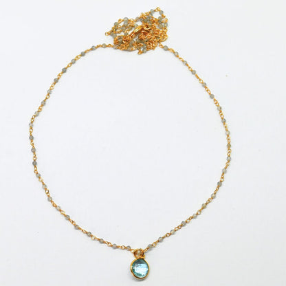 Euro Gold  Assorted Gemstones 45 cm plus 5 cm extender chain Necklace A1.