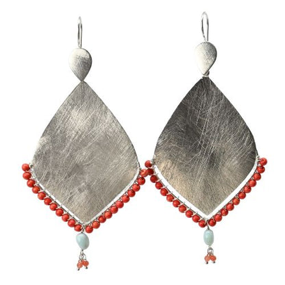 Euro Silver Gemstone Marquis Earrings- CA322
