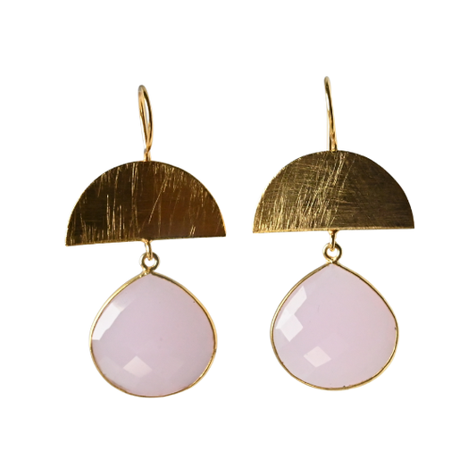 Euro Gold Gemstone Drop Earrings-A298A