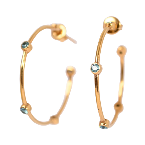 Euro Gold Gemstone Hoops A353
