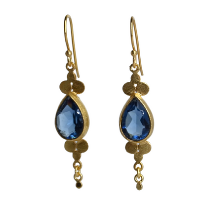 Euro Gold Gemstone Drop Earrings-A264