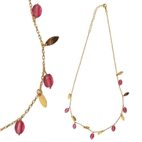 Euro Gold  Necklace Assorted Gemstones 45 cm  a199
