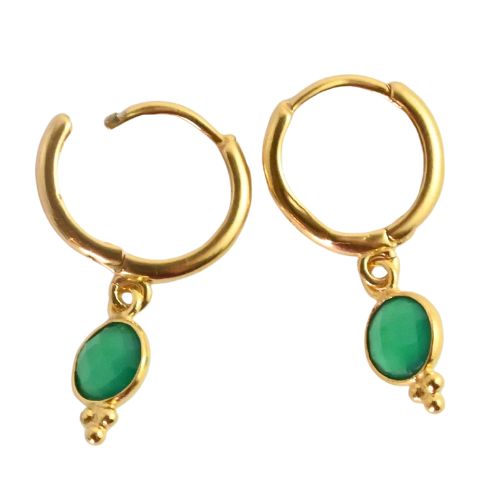 Euro Gold Gemstone Huggies