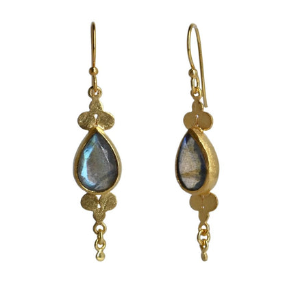 Euro Gold Gemstone Drop Earrings-A264