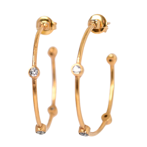 Euro Gold Gemstone Hoops A353