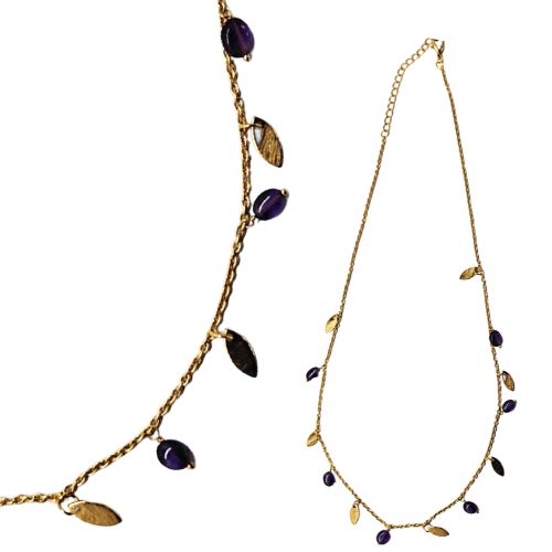 Euro Gold  Necklace Assorted Gemstones 45 cm  a199