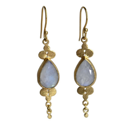 Euro Gold Gemstone Drop Earrings-A264