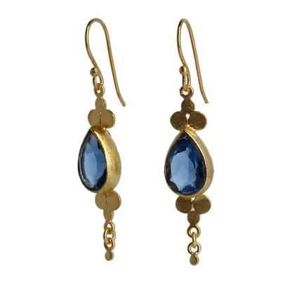 Euro Gold Gemstone Drop Earrings-A264