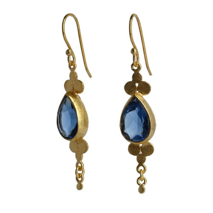 Euro Gold Gemstone Drop Earrings-A264