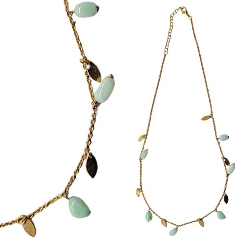 Euro Gold  Necklace Assorted Gemstones 45 cm  a199
