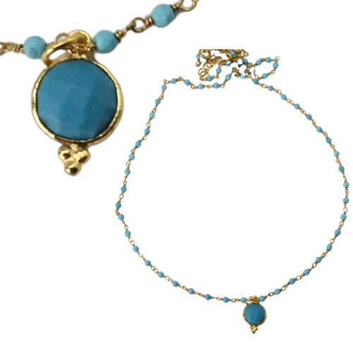 New ! Euro Gold 45 cm Gemstone Chain Necklace A1