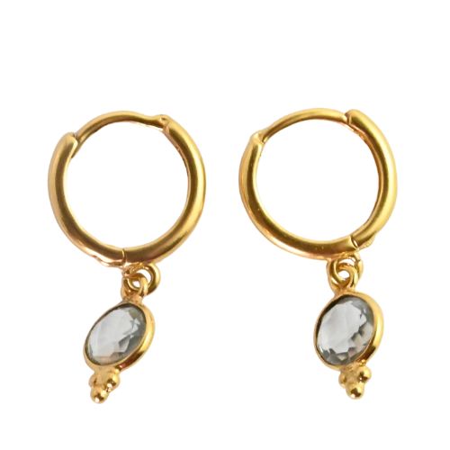 Euro Gold Gemstone Huggies A9b