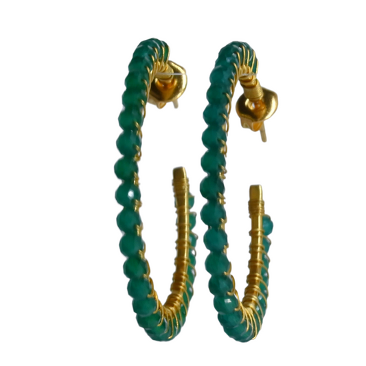 Euro Gold Gemstone Stud Earrings-A38A