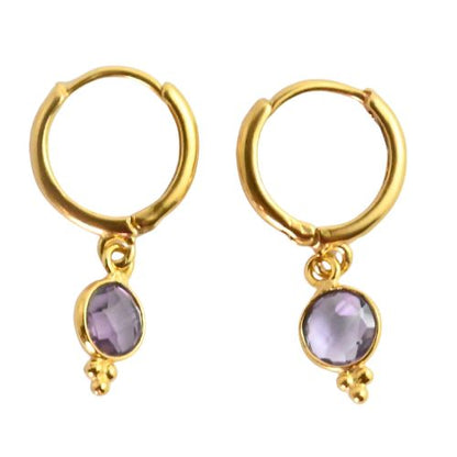 Euro Gold Gemstone Huggies A9b